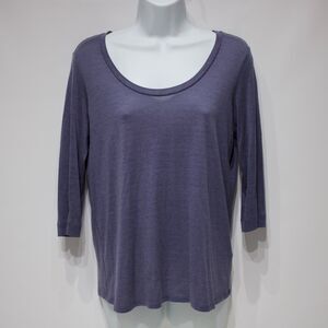 Eileen Fisher Blue Purple Silk Blend Oversized Boat Neck Top Women Size S (A8)
